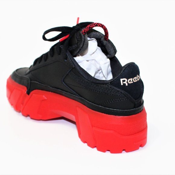 Reebok x Cardi B Club C Woman's Leather Black&Vector Red Platforms Women's 3.5 - Picture 7 of 11